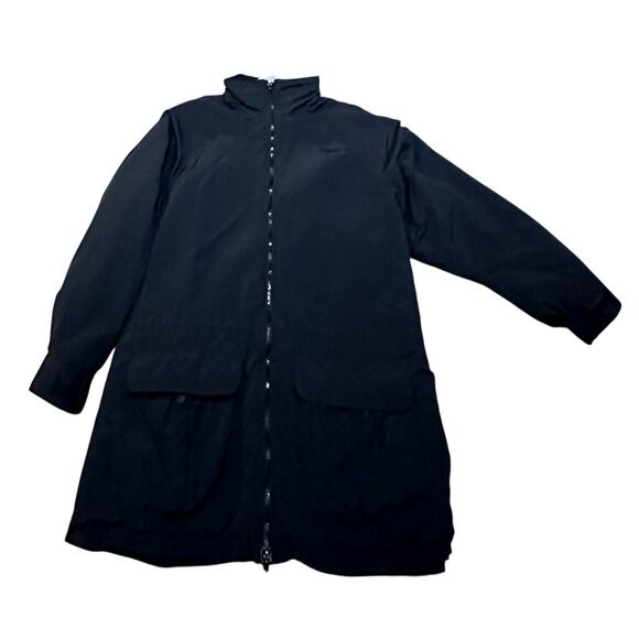 Vintage Eddie Bauer Windfoil Jacket Women’s L Hood Black Fleece Lined USA Zip - Picture 4 of 12